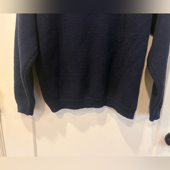 Vintage Ski Cabin Knit Sweater in Navy, Light Blue & Red - Picture 13 of 15